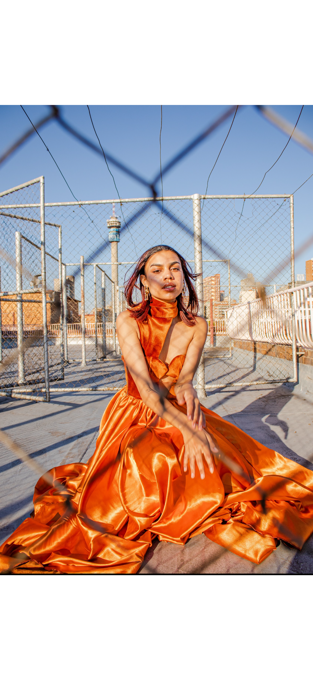 Copper Satin Halter Gown