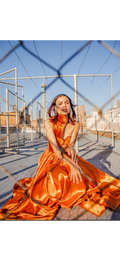Copper Satin Halter Gown